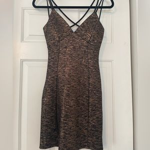 Strappy Back Bronze Metallic Mini Dress